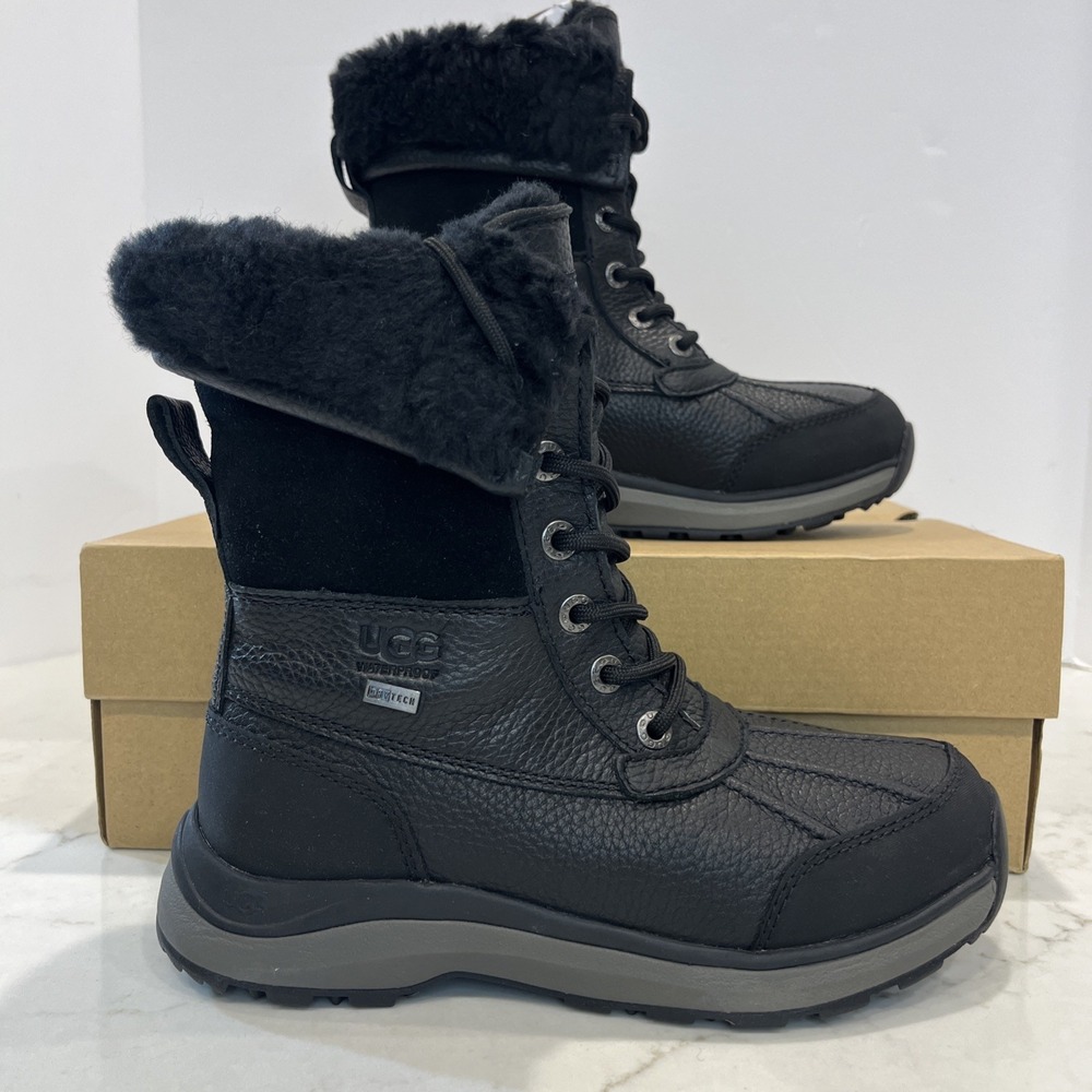 UGG NEW Adirondack III Black Waterproof Winter Boots Womens US‎ 5  EU 36 Lace Up